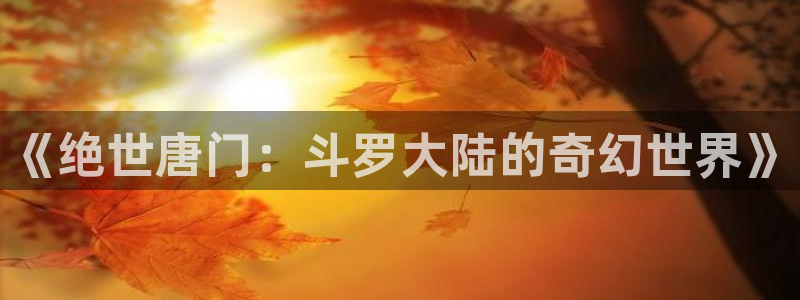 禁漫天堂免费进入：《绝世唐门：斗罗大陆的奇幻世界》